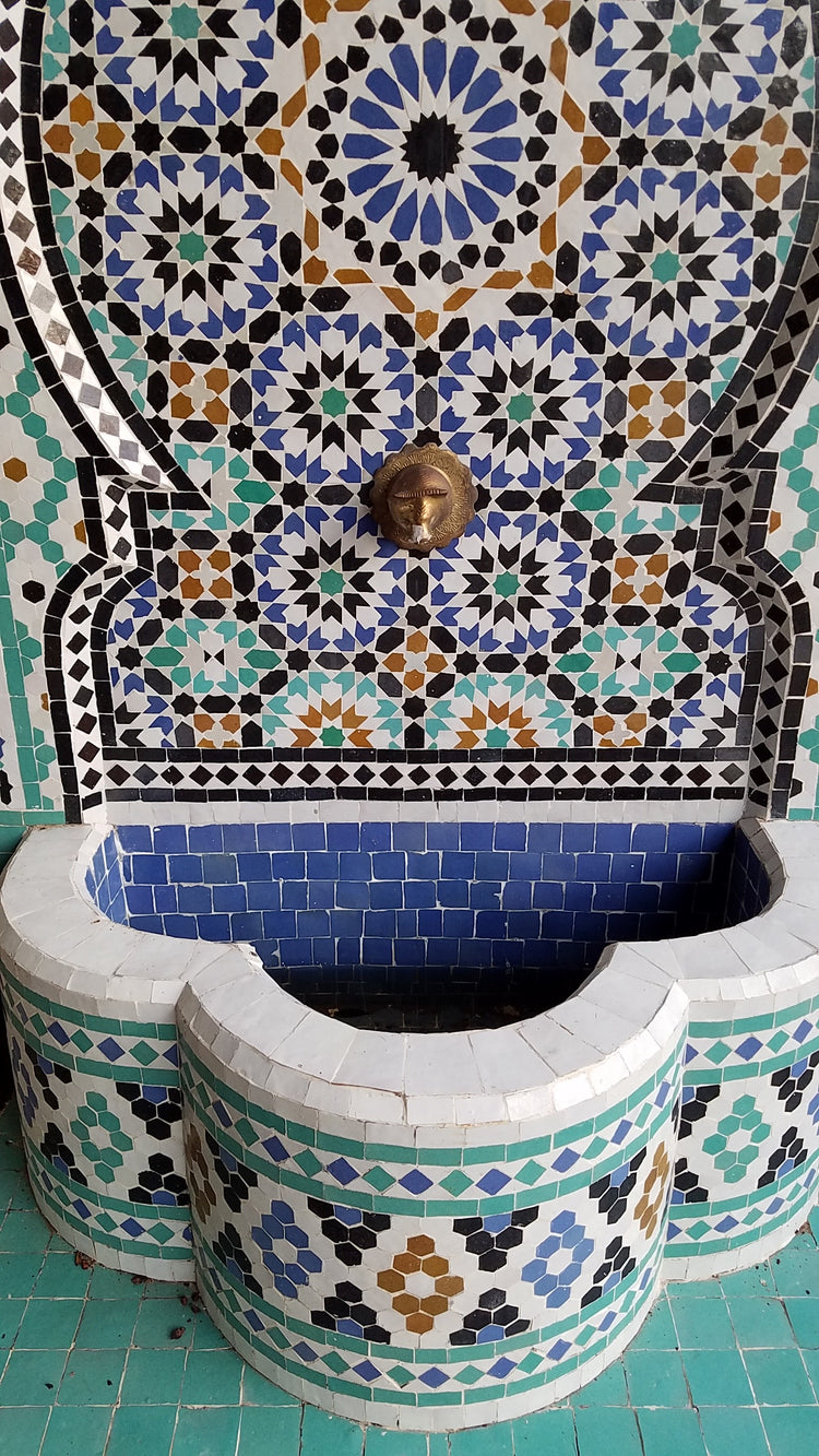 Moroccan architectural doors, mosaic tile fountains, ceiling panels, floor tile…