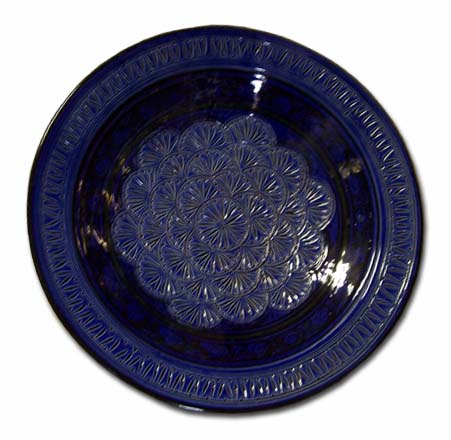 Blue carved plate 16"