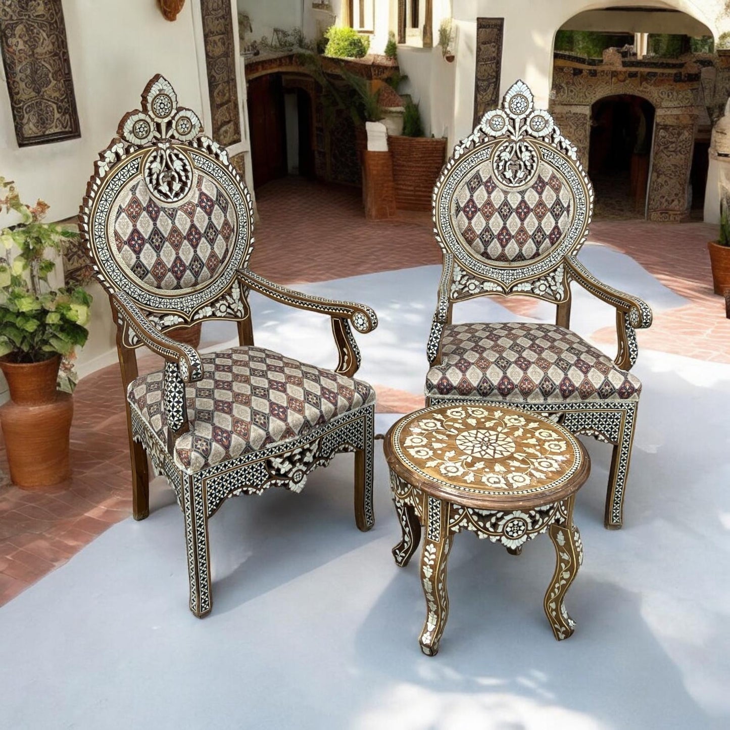 Abalone mother of pearl antique chairs