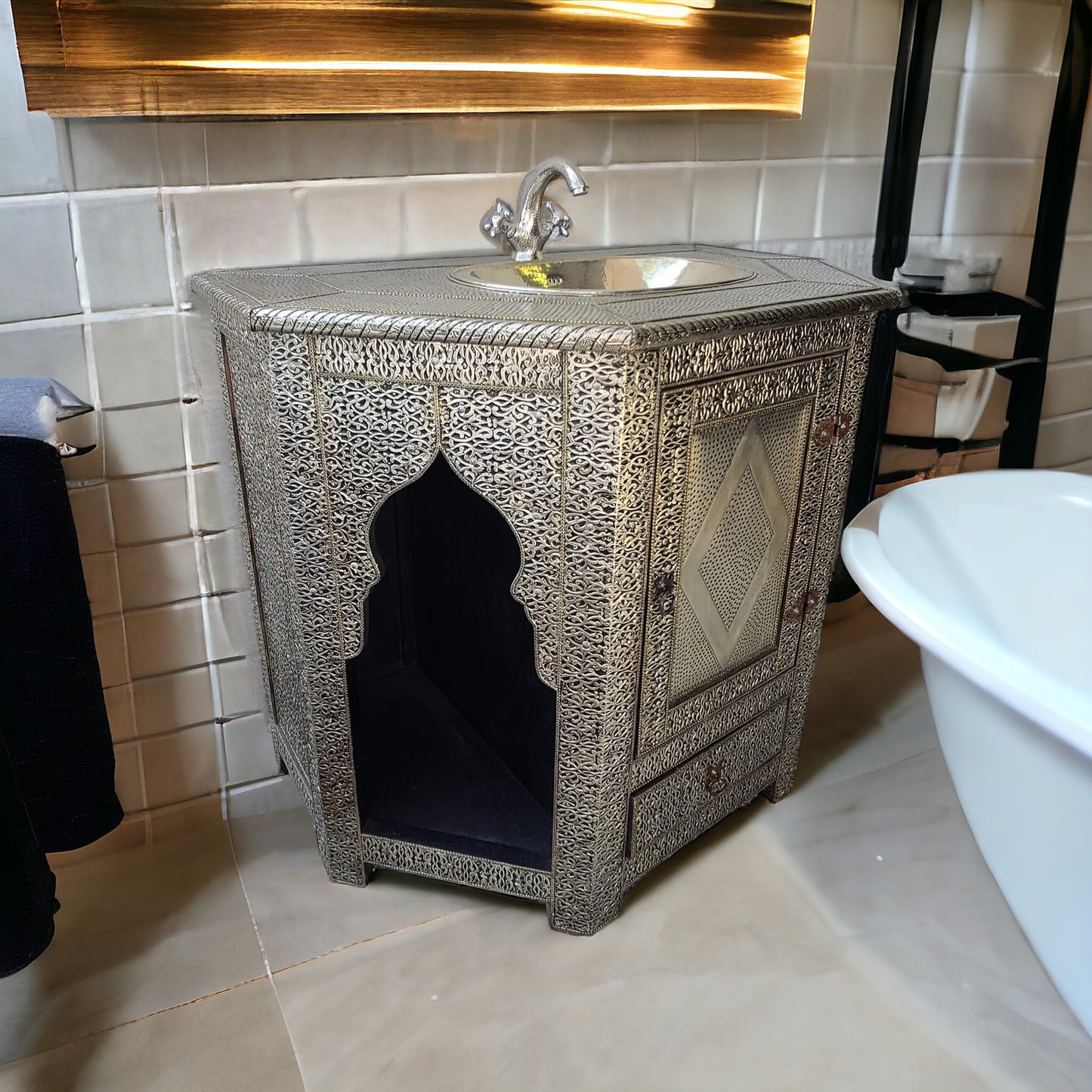 Andalusian silver cabinet vanity