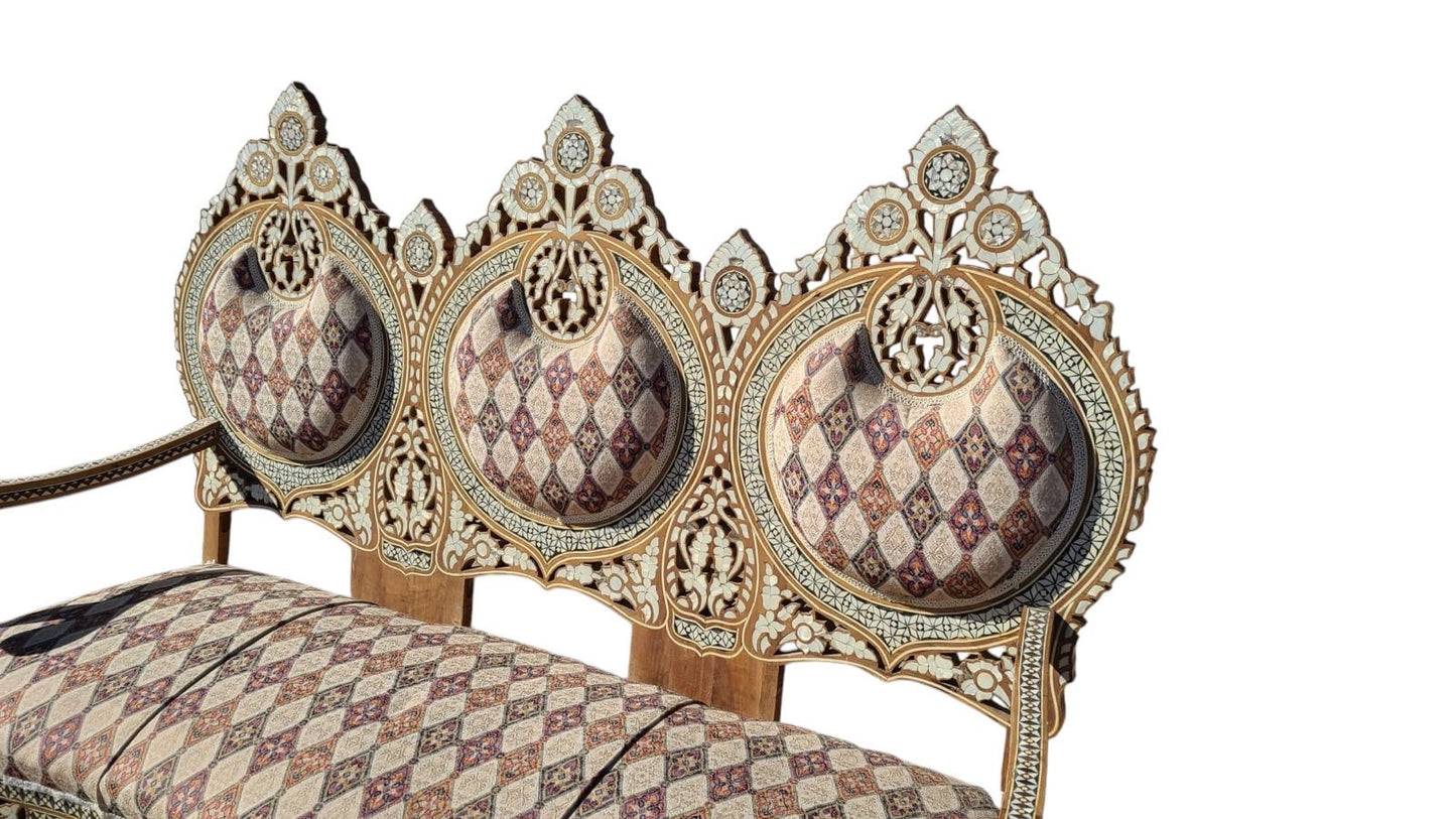 Royal antique abalone shell bench