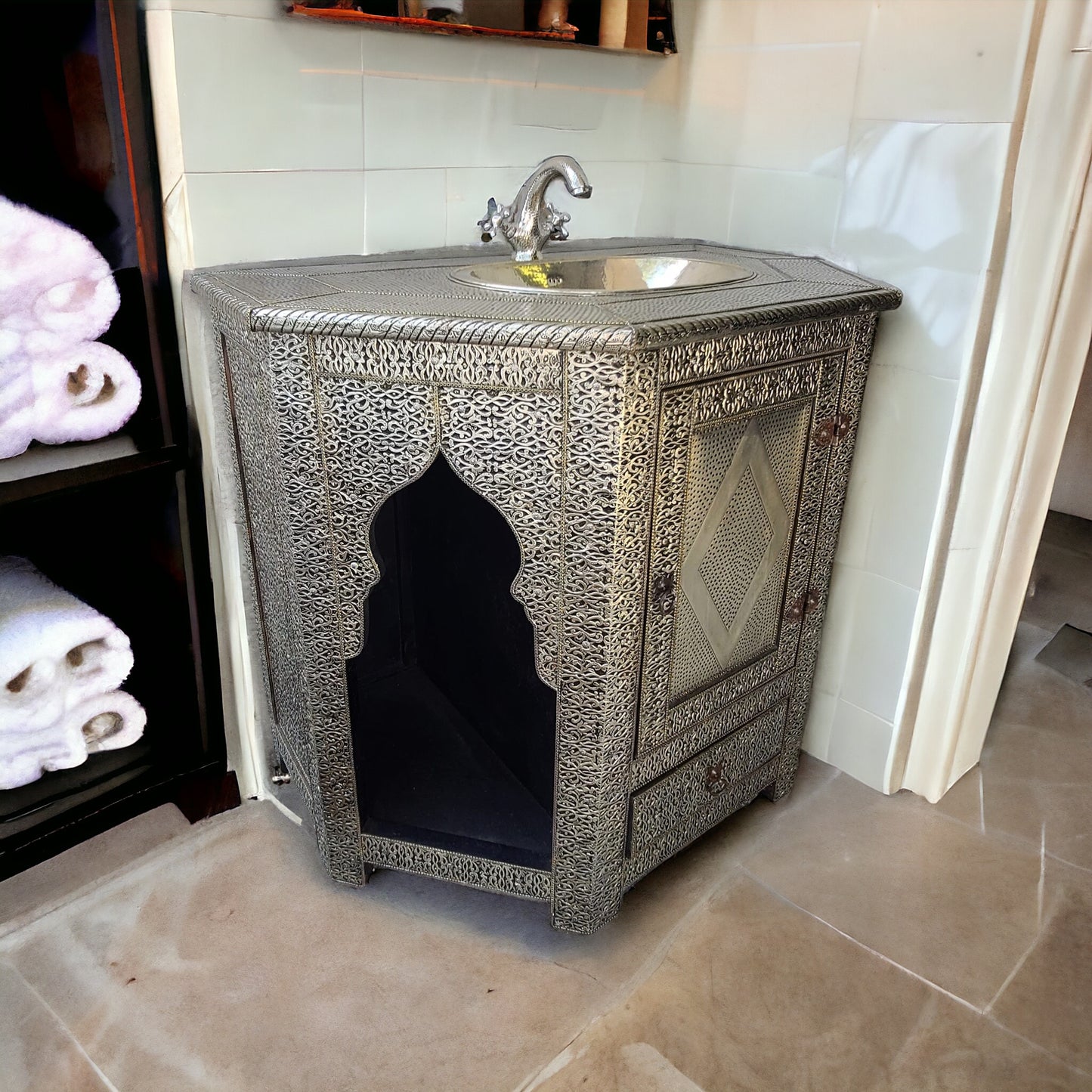 Andalusian silver cabinet vanity