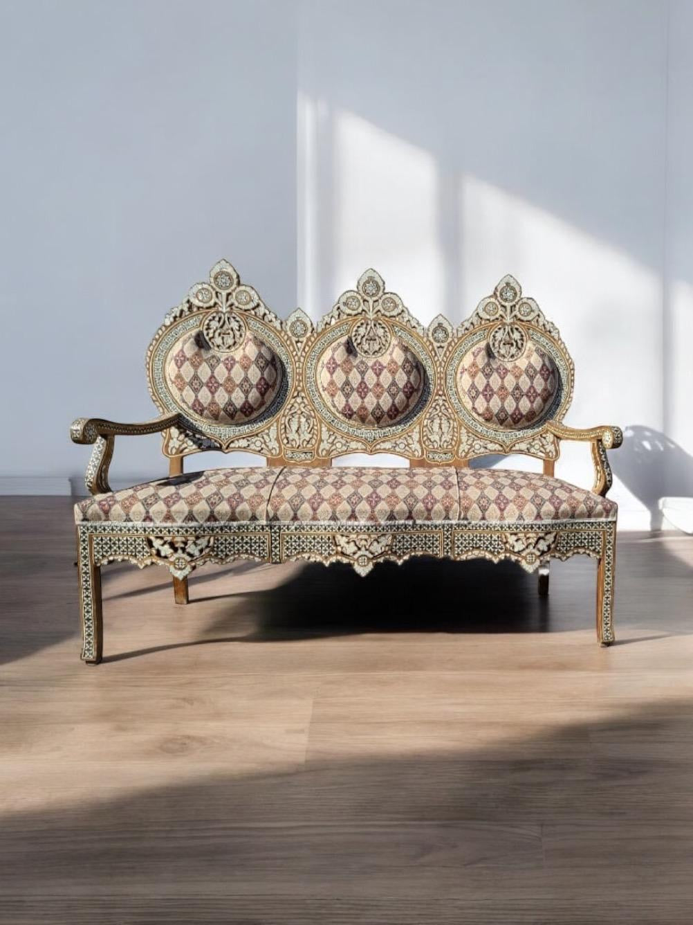 Royal antique abalone shell bench