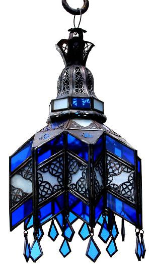 Blue glass ceiling chandelier