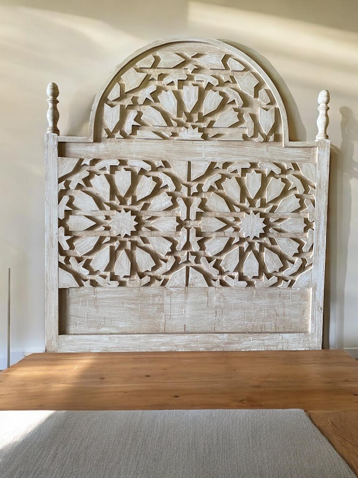 Geometric moorish headboard beds