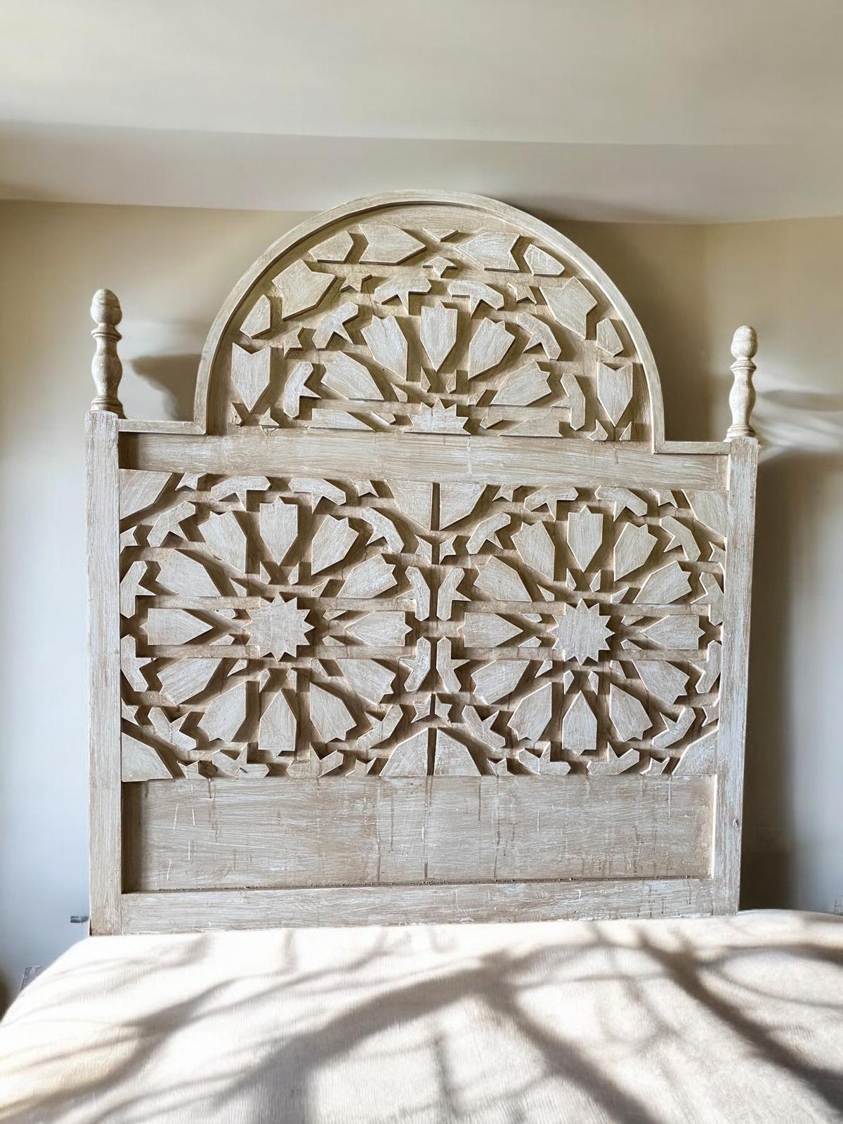 Geometric moorish headboard beds